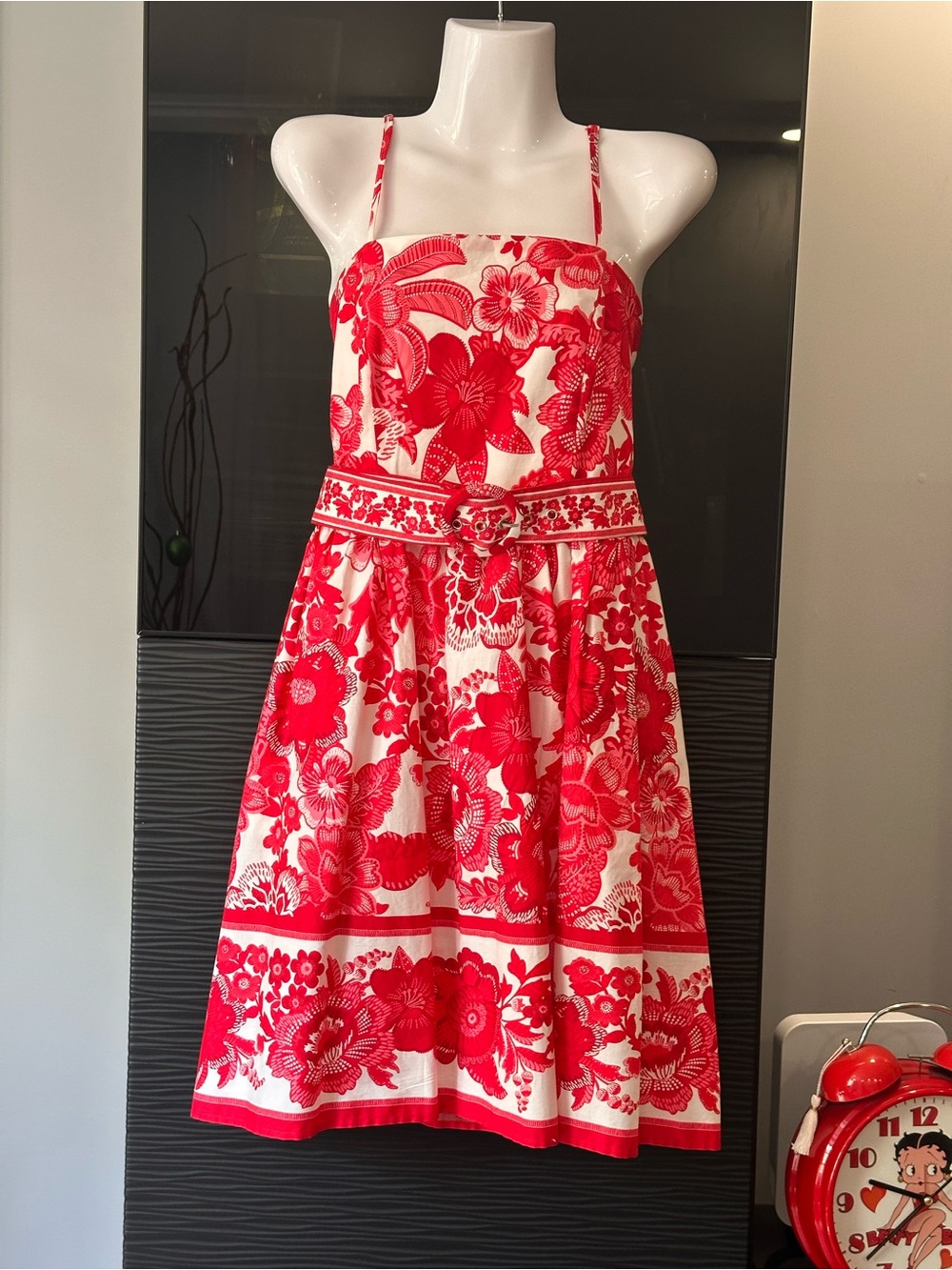 Joie Red and White Floral Sundress with Belt